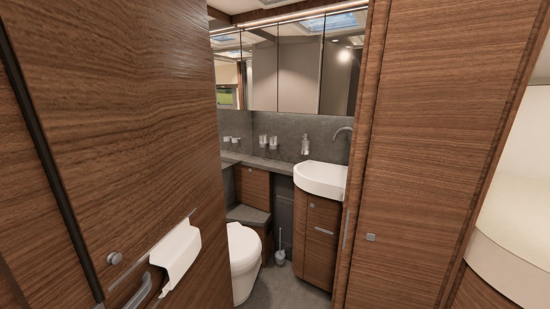 Salle d'eau Cortina du chic e-line I 50 LE avec vasque, miroir et mobilier boisé